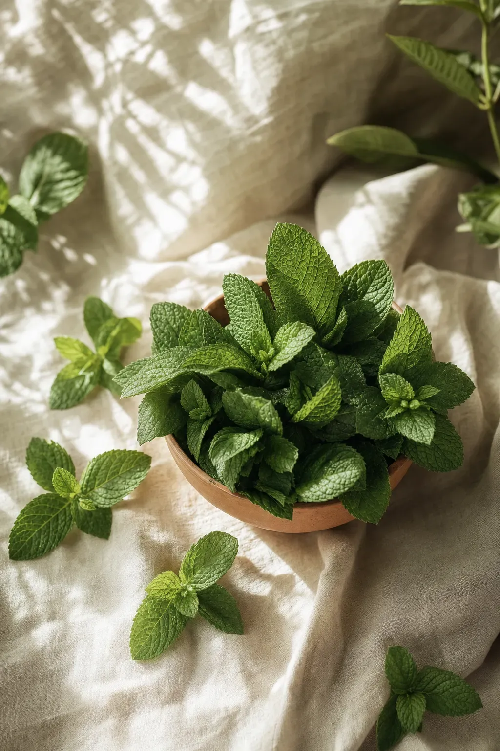 Fresh peppermint leaves
